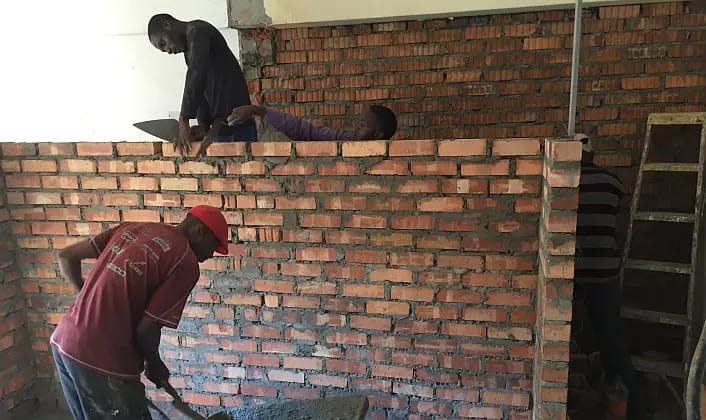 Construction of a wall Construction being done by brick layer in Somerset West cape Town